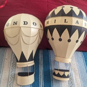 Rare HTF Metal City Hot Air Balloon Wall Decor 2pc Lot Dr. Livingstone I Presume